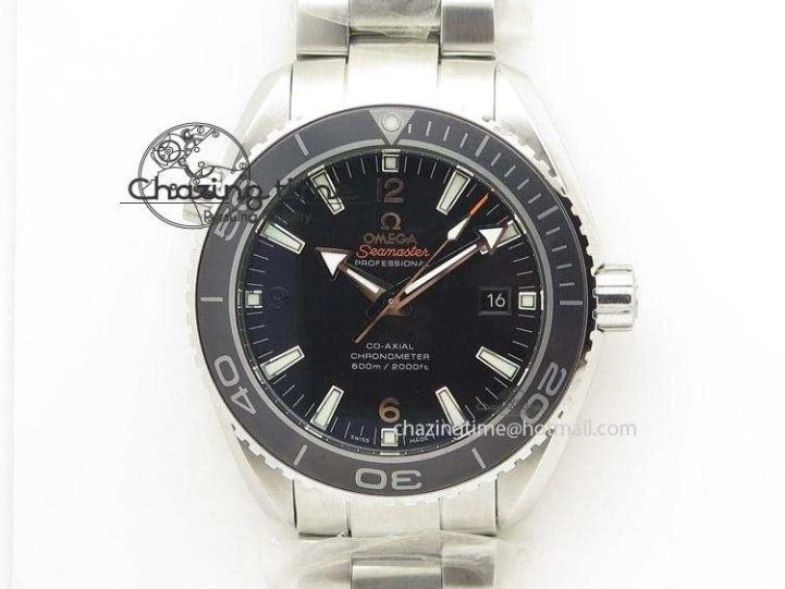 0115 Planet Ocean Master Chrono 45mm SS OM 1:1 Best Edition Black Dial Orange 12 On Rubber Strap A Durable 8169